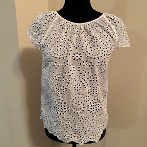 Women’s Size Small Loft White Eyelet Blouse